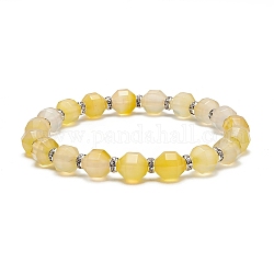 Bracelet extensible en perles d'agate naturelle teintée, bijoux en strass en laiton pour femmes, mocassin, diamètre intérieur: 2-1/2~2-5/8 pouce (6.5~6.7 cm)