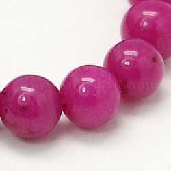 Cuentas mashan naturales redondos del jade hebras, teñido, rojo violeta medio, 6mm, agujero: 1 mm, aproximamente 69 pcs / cadena, 15.7 pulgada