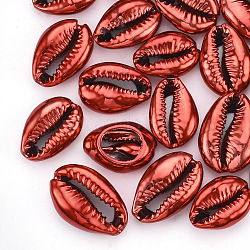 Cowrie Shell Beads, with UV Plated, No Hole/Undrilled, Red, 17~23x12~16x6~7mm