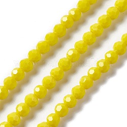 Brins de perles de verre à facettes (32 facettes), ronde, jaune, 6x5.5mm, Trou: 1.2mm, Environ 95 pcs/chapelet, 22.24'' (56.5 cm)