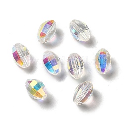 Verre imitation perles de cristal autrichien, facette, ovale, clair ab, 11.5x7.5x8mm, Trou: 1mm