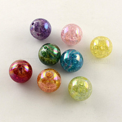 Couleur ab crépitement transparente acrylique perles rondes, couleur mixte, 20mm, Trou: 2.5mm