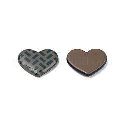 Cabochon in acrilico stampato, cuore con motivo rettangolare, caffè, 22x26x5mm
