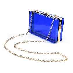 Acryl transparente Damentaschen Umhängetaschen, mit Eisenketten-Schultergurt, für die Arbeit, Veranstaltungen, Make-up stabile transparente Geldbörse, Rechteck, Blau, 12x18.3x5.4 cm