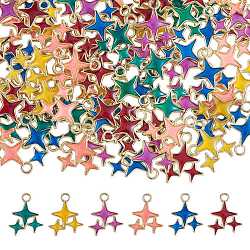 90 pz 6 stili lega di smalto ciondolo smalto stella ciondolo collana fai da te accessori orecchini pendenti, colore misto, 18x14.4mm, Foro: 2 mm
