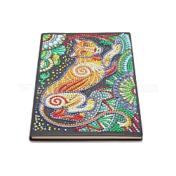 Kits de cuaderno de pintura de diamantes con tema navideño diy, incluyendo libro de cuero pu, diamantes de imitación de resina, pluma, plato de bandeja y arcilla de cola, leopardo, 210x145x8mm