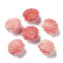 Synthetische, mit Muscheln gefärbte Perlen, Schalenform, Orangerosa, 10x11.5x6.5 mm, Bohrung: 1.2 mm