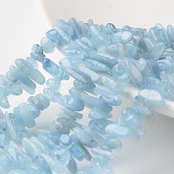 Grade A+ Nuggets Natural Aquamarine Bead Strands, 14~45x5~10x5~10mm, Hole: 1mm, about 43~90pcs/strand, 14.9 inch~15.7 inch