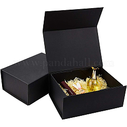 BENECREAT 2PCS Black Magnetic Gift Box 22x16x10cm Rectangle Presentation Box with Magnetic Seal Lid for Weddings Parties Birthday Christmas