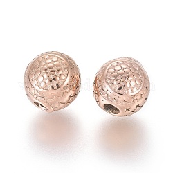 Revestimiento iónico (ip) 304 perlas de acero inoxidable, rerondana plana, oro rosa, 8mm, agujero: 2 mm