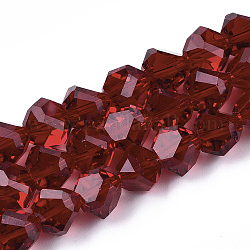 Chapelets de perles en verre, facette, pyramide triangulaire, rouge foncé, 9x9x9mm, Trou: 1.5mm, Environ 50 pcs/chapelet, 17.3 pouce