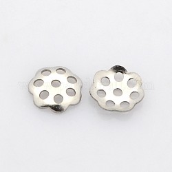 Filigree Multi-Petal 304 Stainless Steel Bead Caps, Stainless Steel Color, 6x1mm, Hole: 1mm