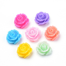 Cabochons en résine, fleur rose, couleur mixte, 11x12x6~7mm