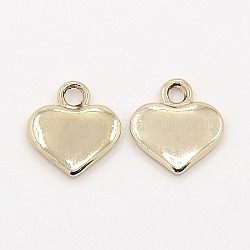 Nickel Free & Lead Free Golden Alloy Heart Charm Pendants, Long-Lasting Plated, 16x15x3mm, Hole: 3mm
