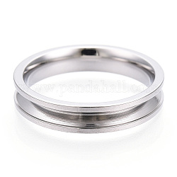 201 impostazioni per anelli scanalati in acciaio inossidabile, anello del nucleo vuoto, per la realizzazione di gioielli con anello di intarsio, colore acciaio inossidabile, diametro interno: 17mm, larghezza: 4 mm