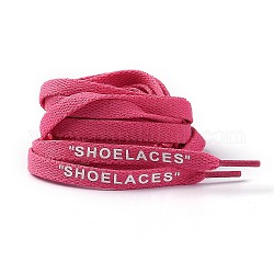 Polyester Flat Custom Shoelace, Flat Sneaker Shoe String with Word, for Kids and Adults, Hot Pink, 1200x9x1.5mm, 2pcs/Pair