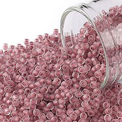 Toho perles de rocaille rondes, Perles de rocaille japonais, (771fm) arc-en-ciel en cristal doublé de canneberges mat, 11/0, 2.2mm, Trou: 0.8mm, environ 3000 pcs/10 g