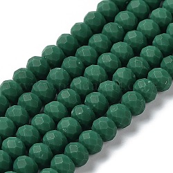 Filo di perline in vetro, sfaccettato, smerigliato, rondelle, verde mare, 8mm, Foro: 1 mm, circa 65~68pcs/filo, 15.7~16.1 pollice (40~41 cm)