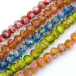 Handmade Gold Sand Lampwork Rondelle Beads Strands, Faceted, Mixed Color, 10x7mm, Hole: 2mm, about 50pcs/strand, 13.77 inch