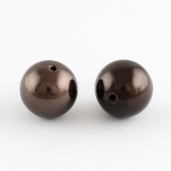 ABS Plastic Imitation Pearl Round Beads, Coconut Brown, 6mm, Hole: 2mm, about 5000pcs/500g