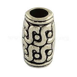 Tibetan Style Alloy Tube Beads, Lead Free , Antique Silver, 12x6.5mm, Hole: 3.5mm, about 770pcs/1000g