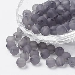 Perles en acrylique transparente, ronde, mat, grises , 6mm, Trou: 1.8mm, environ 4000 pcs/500 g