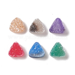 Cabuchones de ágata natural de druzy, teñido, triángulo, color mezclado, 10x10x5~6mm