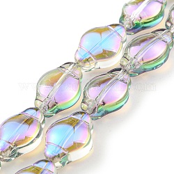 Electroplate transparentes abalorios de vidrio hebras, chapado en arco iris , linterna, violeta, 12.5x9x5.5mm, agujero: 1 mm, aproximamente 50 pcs / cadena, 25.43 pulgada (64.6 cm)
