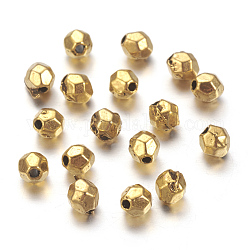 Tibetan Style Alloy Spacer Beads, Faceted, Oval, Antique Golden, Lead Free & Cadmium Free & Nickel Free, 3.5x3.5mm, Hole: 1mm