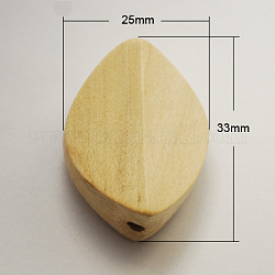 Unfinished Wood Beads, Natural Wooden Beads, Lead Free, Rhombus, Moccasin, 33x25x15mm, Hole: 3mm