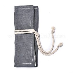 Handmade Canvas Pencil Roll Wrap 12 Holes, Multiuse Roll Up Pencil Case, Pen Curtain, for Coloring Pencil Holder Organizer, Gray, 20.2x22.2x0.4cm