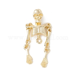 Ciondoli connettore in lega di halloween, osso della parte superiore del corpo, oro chiaro, 40x17x4.8mm, Foro: 1.6~1.8 mm