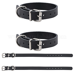 Hundehalsband aus Rindsleder, mit Platin-Eisenschließe, für kleine mittlere und große Hunde, Haustierzubehör, Schwarz, 310x14x11 mm