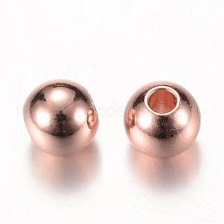 Spacer бисер латунные, круглые, розовое золото , 5x4.5 мм, отверстие : 1.5 мм