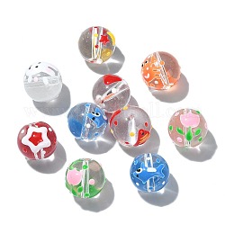 32 pièces 8 styles perles de chalumeau faites à la main transparentes, ronde, couleur mixte, 12~17x11~16x15mm, Trou: 1.8mm, 4 pièces / style