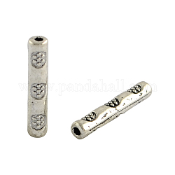 Stile tibetano perline tubo in lega,  cadmio& piombo libero, argento antico, 14x2.5mm, Foro: 1 mm