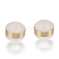 Латунные кольца силиконовые гайки для ушей, матовые, спинки для серьги, золотой свет, 5.7x5.7x4.5 мм, отверстие : 1 мм