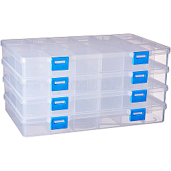 Benecreat 4 paquete 18 rejillas caja de almacenamiento de plástico caja de joyería con divisores ajustables contenedores de almacenamiento de pendientes caja de plástico transparente (24x14.5x3 cm, compartimento: 4x3.5x2.6 cm)