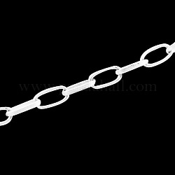 Железные скрепки цепи, Плоско-овальные, тянутые удлиненные кабельные цепи, несварные, с катушкой, серебряные, 15x7x2 мм, около 164.04 фута (50 м) / рулон
