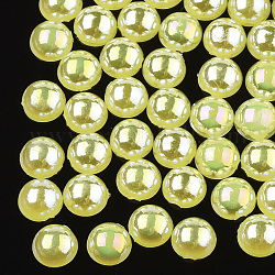 ABS Kunststoffimitation Perle Cabochons, ab Farbe plattiert, Halbrund, Gelb, 5x2.5 mm, 10000 Stück / Beutel