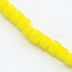 Opaque Solid Color Crystal Glass Faceted Cube Beads Strands, Yellow, 2.5x2.5x2.5mm, Hole: 1mm, about 199pcs/strand, 19.2 inch