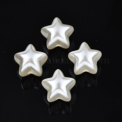 ABS Plastic Imitation Pearl Beads, Star, Creamy White, 16x17x15mm, Hole: 3mm, about 270pcs/500g