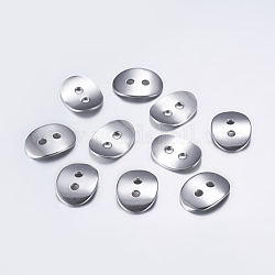 304 pulsanti in acciaio inox, 2-foro, ovale, colore acciaio inossidabile, 14x10.5x1mm, Foro: 2 mm