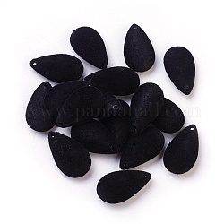Pendentifs en acrylique flocky, larme, noir, 28.5x16x7.5mm, Trou: 1.6mm