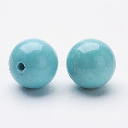 Perles d'howlite naturelle, teints et chauffée, la moitié foré, ronde, turquoise, 8~8.5mm, Trou: 1mm