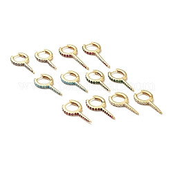 Серьги-кольца с рогом и шипами из кубического циркония, позолоченные латунные украшения для женщин, без кадмия и без свинца, разноцветные, 29x15.5x3 мм, штифты : 1 мм