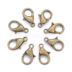 Antique Bronze Alloy Lobster Claw Clasps, Parrot Trigger Clasps, Vintage Jewelry Making Clasps, Cadmium Free & Nickel Free & Lead Free, Size: about 8mm wide, 14mm long, hole: 1.2mm