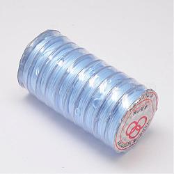 Flache elastische Kristallschnur, elastischer Perlenfaden, für Stretcharmbandherstellung, Licht Himmel blau, 0.8 mm, ca. 10.93 Yard (10m)/Rolle