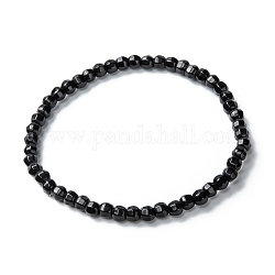 Glass Beads Stretch Bracelets, Faceted, Round, Black, Beads: 4mm, Inner Diameter: 2-1/4 inch(5.6cm)