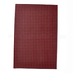 Hojas de tela de cuero de imitación, para accesorios de ropa, Patrón de tartán, de color rojo oscuro, 30x20x0.05 cm